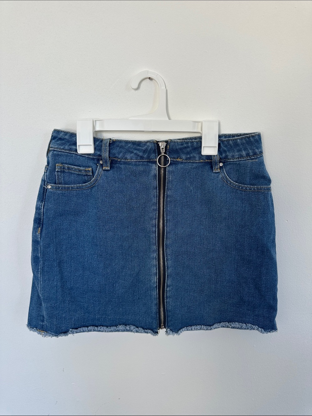 PacSun Ring-Zip Dark Blue Denim Mini Skirt